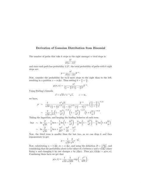 (PDF) Derivation of Gaussian Distribution from Binomial - DOKUMEN.TIPS