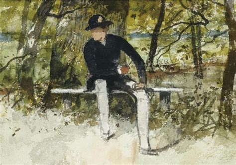 A Man Sitting on a Bench Painting | Ferdinand Heilbuth Oil Paintings