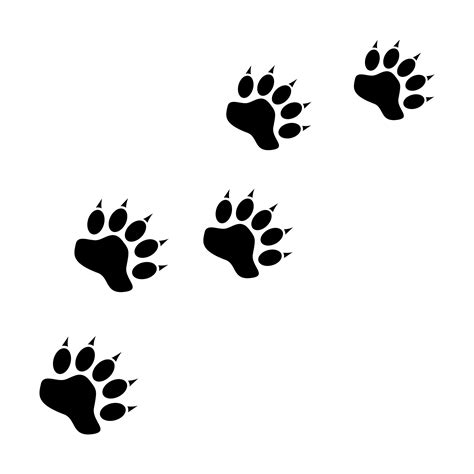 four black and white paw prints on a white background