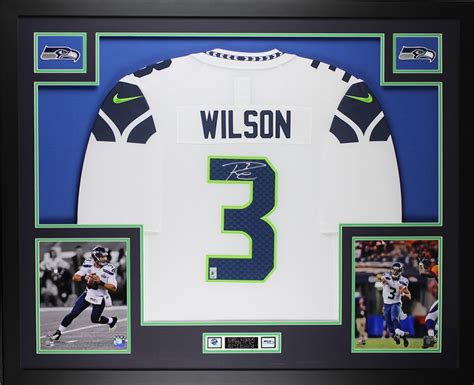 Russell Wilson Signed 35" x 43" Custom Framed Jersey (Wilson Hologram ...