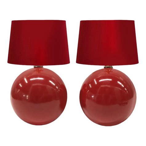 Vintage Red Ceramic Ball Lamps — a Pair | Red lamps bedroom, Lamp, Ball lamps