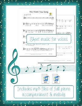 Sing a Swingin' {Thank You} Song for Parents, Sheet Music & mp3 | TPT