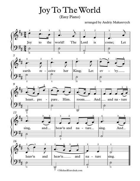 Free Piano Arrangement Sheet Music – Joy To The World – Michael Kravchuk