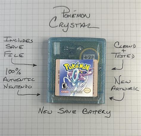 Pokemon: Crystal Version (Game Boy Color), Authentic *NEW BATTERY* W ...