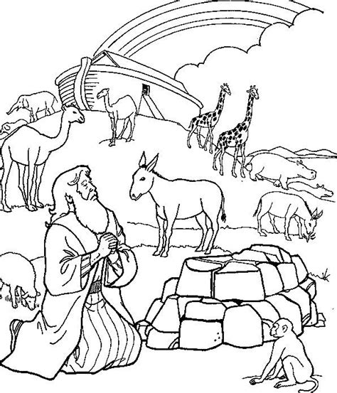 Noah Ark With Color Coloring Pages