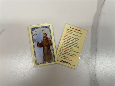 Holy Card: laminated Prayer for Peace – The Catholic Shop