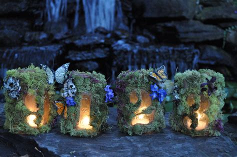 Hanging fantasy garden woodland table number luminaries. | Enchanted ...