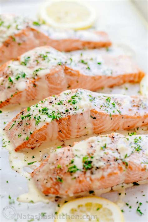 Oven Baked Salmon with Lemon Cream Sauce