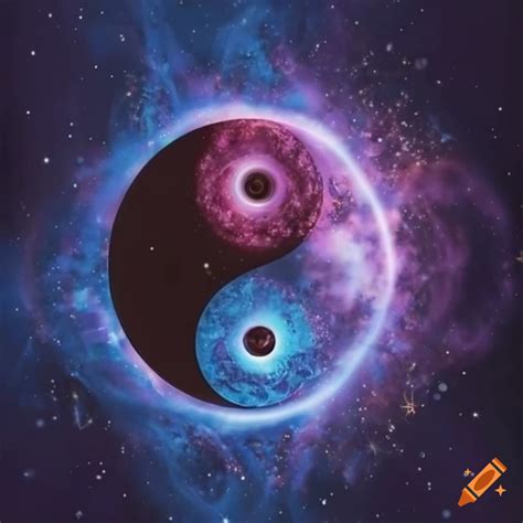 Blue yin yang design with neutron star collision