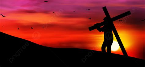 Holy Friday Carrying Cross Silhouette Background, Cross Silhouette ...