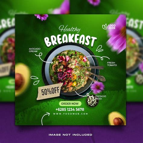 Premium PSD | Breakfast food menu social media template