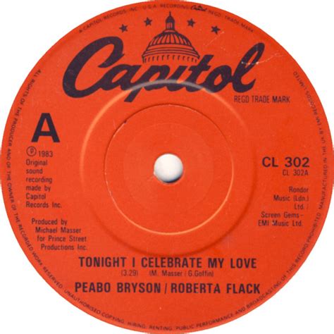 Peabo Bryson / Roberta Flack - Tonight I Celebrate My Love (1983, Red paper labels, Vinyl) | Discogs