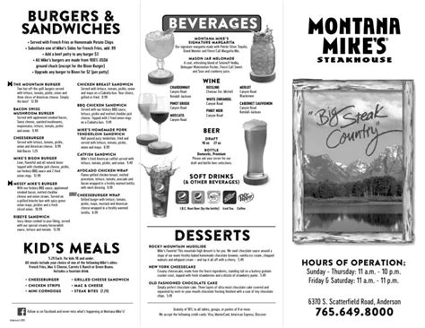 Montana Mike's Menu Prices