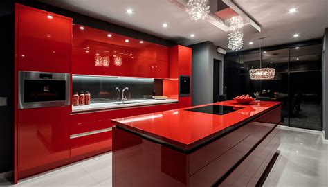 Modern kitchen design with luxury appliances, elegant marble flooring ...