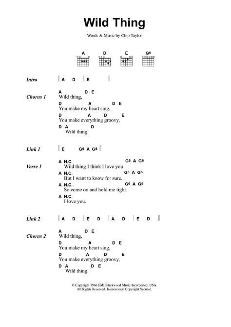 Wild Thing by The Troggs - Guitar Chords/Lyrics - Guitar Instructor