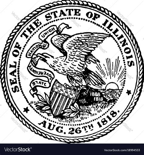 Seal of the state of illinois 1818 vintage Vector Image