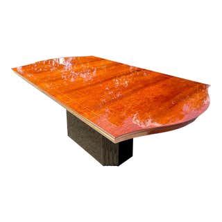 Raymond Sobota for Century Burl Wood and Black Lacquer Dining Table, Refinished For Sale at 1stDibs