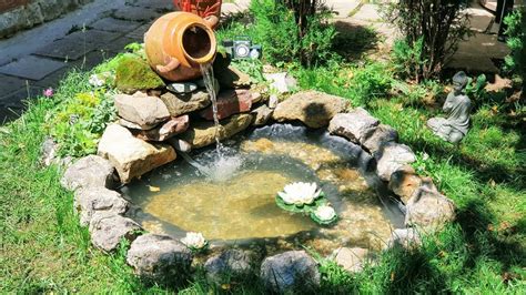 DIY Small Garden Pond with Waterfall & Rock Garden - YouTube