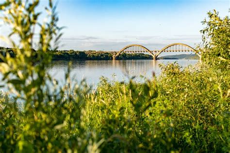 Railway Bridge Over the Oka River in the Nizhny Novgorod Region. Russia Stock Photo - Image of ...