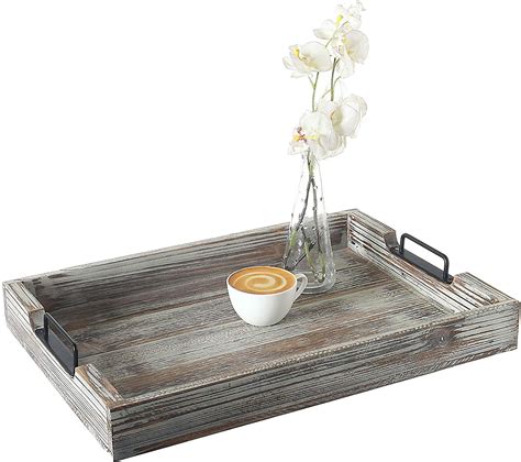 Rustic Inspired Weathered Gray Ottoman Tray Decorative Tray Serving ...