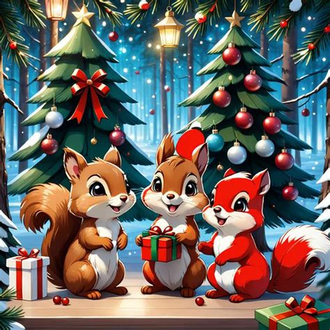 Squirrels with Christmas presents - online puzzle