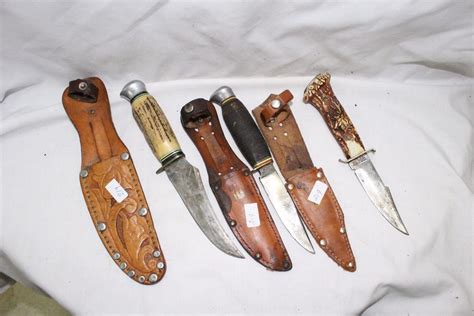 3 Vintage German Made Hunting Knives with Sheaths