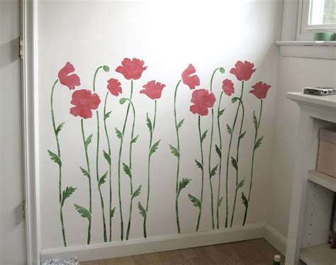 Wall Stencil Poppy Field Flower Stencils Large Floral | Etsy