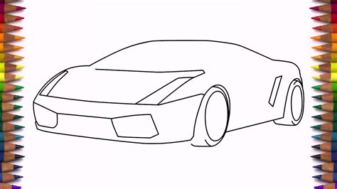 How to draw a car Lamborghini Gallardo easy step by step for kids and beginners - YouTube