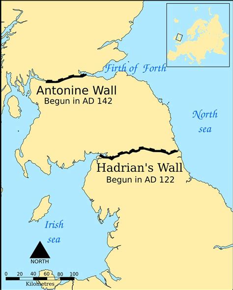 Antonine Wall - Wikipedia (Guaul) | Hadrians wall, Map, Wall maps