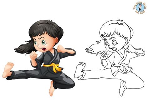 Karate Coloring Page - Free Printables - Treasure hunt 4 Kids