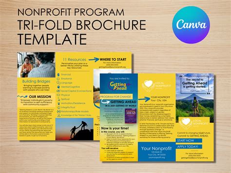 Tri-fold Brochure Nonprofit Program Brochure Nonprofit Marketing Getting Ahead Program TEMPLATE ...