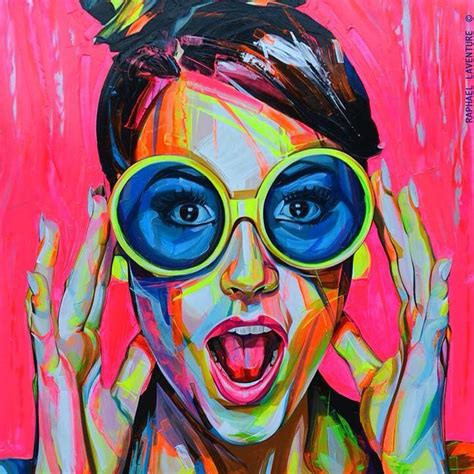 Painting "WAHOU" Abstract Portrait Painting, Abstract Face Art, Pop Art Painting, Canvas ...