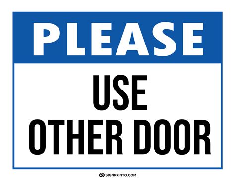 Please Use Other Door Sign Blue And Black - Free Printable Sign Designs | Printable signs, Sign ...