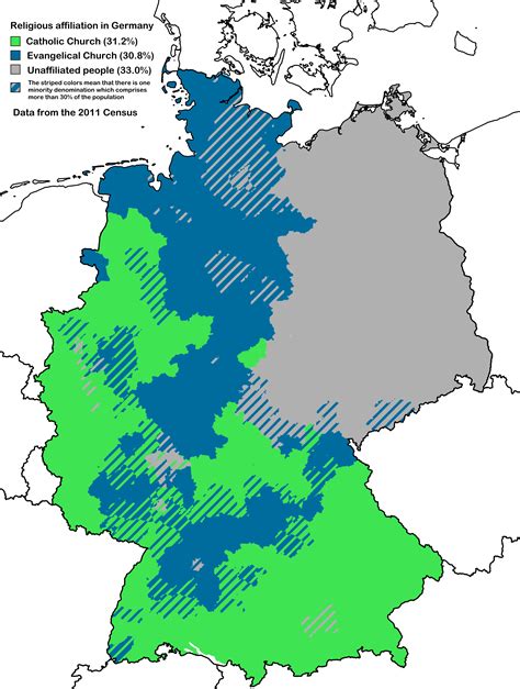 Detailed map of the religious denominations in Germany by district ...