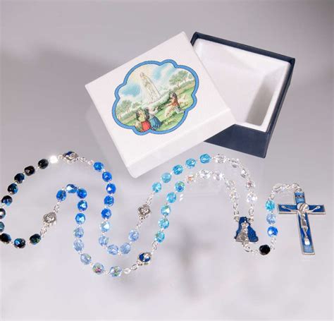 5X6mm Glass Bead Our Lady Of Fatima Rosary With Enameled Our Father Beads