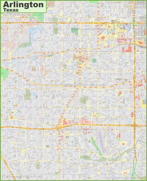 Large Detailed Map Of Arlington (Texas) - Arlington Texas Map ...