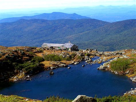 Lakes of the Clouds Hut as seen from the Dry River Trail. Dry River, New England States, River ...