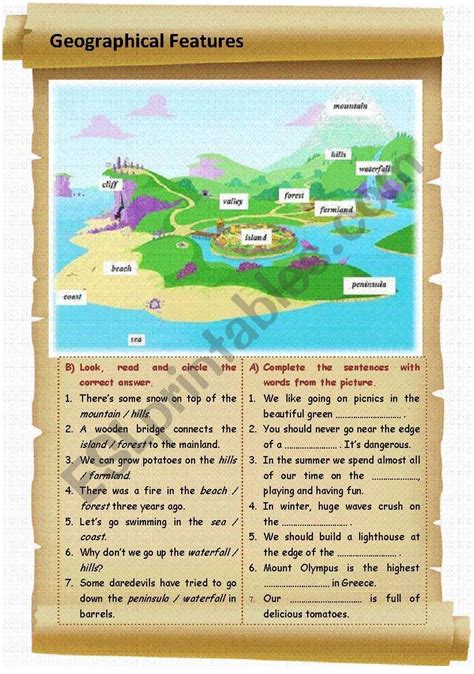 GEOGRAPHICAL FEATURES - ESL worksheet by knds | Vocabulary worksheets ...