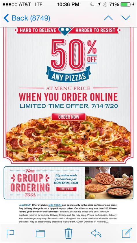 Dominos pizza July 14-20 | Dominos pizza coupons, Pizza coupons, Pizza