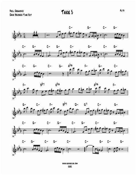 Take Five Sheet Music Saxophone | take 5 | Take Five music sheet, Video ...