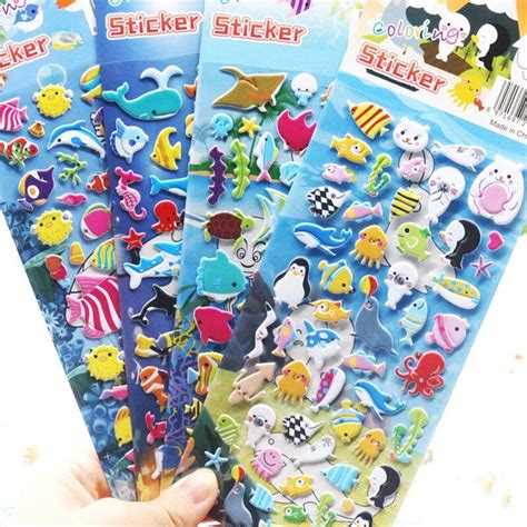 Kids Stickers 4 Sheets 3D Puffy Bulk Stickers for Girl Boy Birthday ...