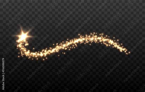 Vector magic dust trail png. Gold dust, golden light on an isolated ...