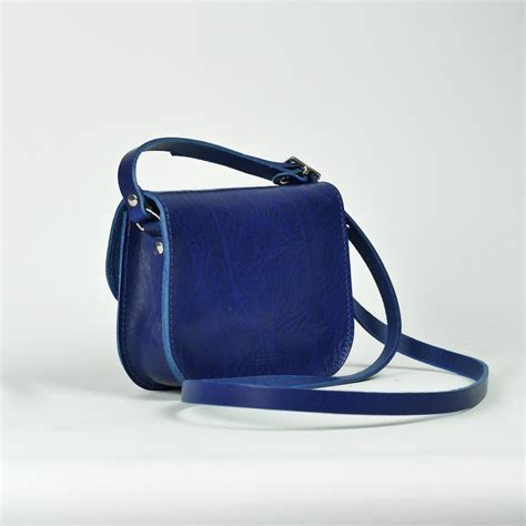 Blue Leather Shoulder Bag Vibrant Crossbody Handbag Blue - Etsy