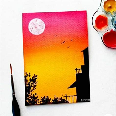 🌇 SUNSET 🌇 | Simple canvas paintings, Diy canvas art painting, Poster color painting