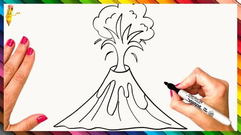 How To Draw A Volcano Step By Step 🌋 Volcano Drawing Easy | Volcano drawing, Easy drawings, Mini ...