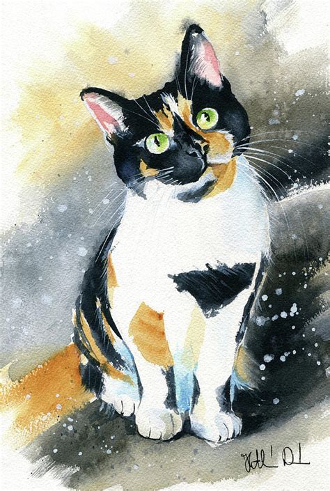 Marbles Calico Cat Painting Painting by Dora Hathazi Mendes