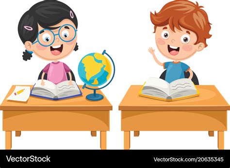 Kids studying Royalty Free Vector Image - VectorStock