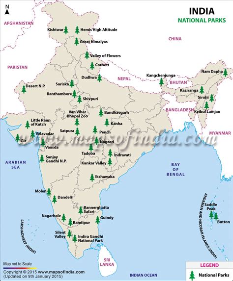 List of National Parks in India , Map of National Parks in India