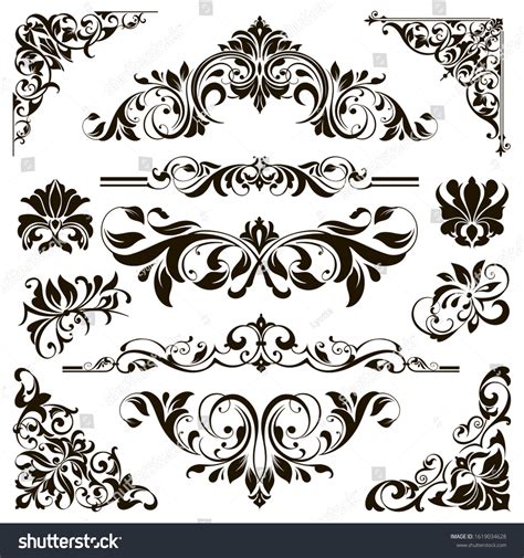 Ornamental Design Lace Borders Corners Vector: vector de stock (libre ...