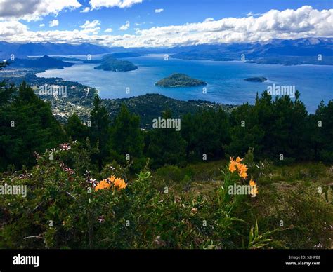 View from Cerro Otto across Nahuel Huapi lake and national park ...